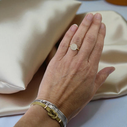 Diamond Pave Disc Ring in 14k Yellow Gold