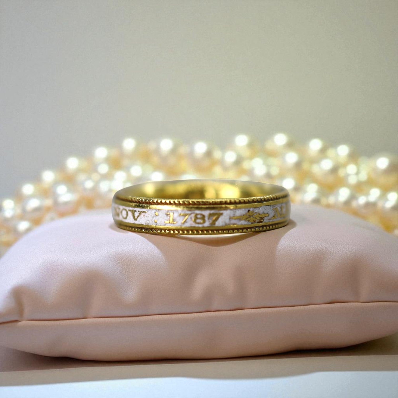 18k Gold & White-Enamel Georgian Memento Mori Mourning Ring - Petra Star