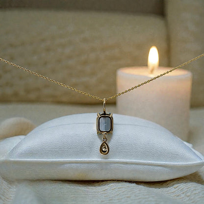 Aquamarine & Diamond Pendant in 14k Yellow Gold / Petra Star