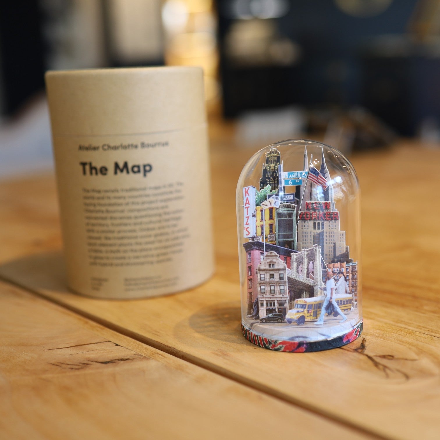 Atelier Charlotte Bourrus NYC Globe Map – XSmall Handcrafted Collage Sculpture - Petra Star