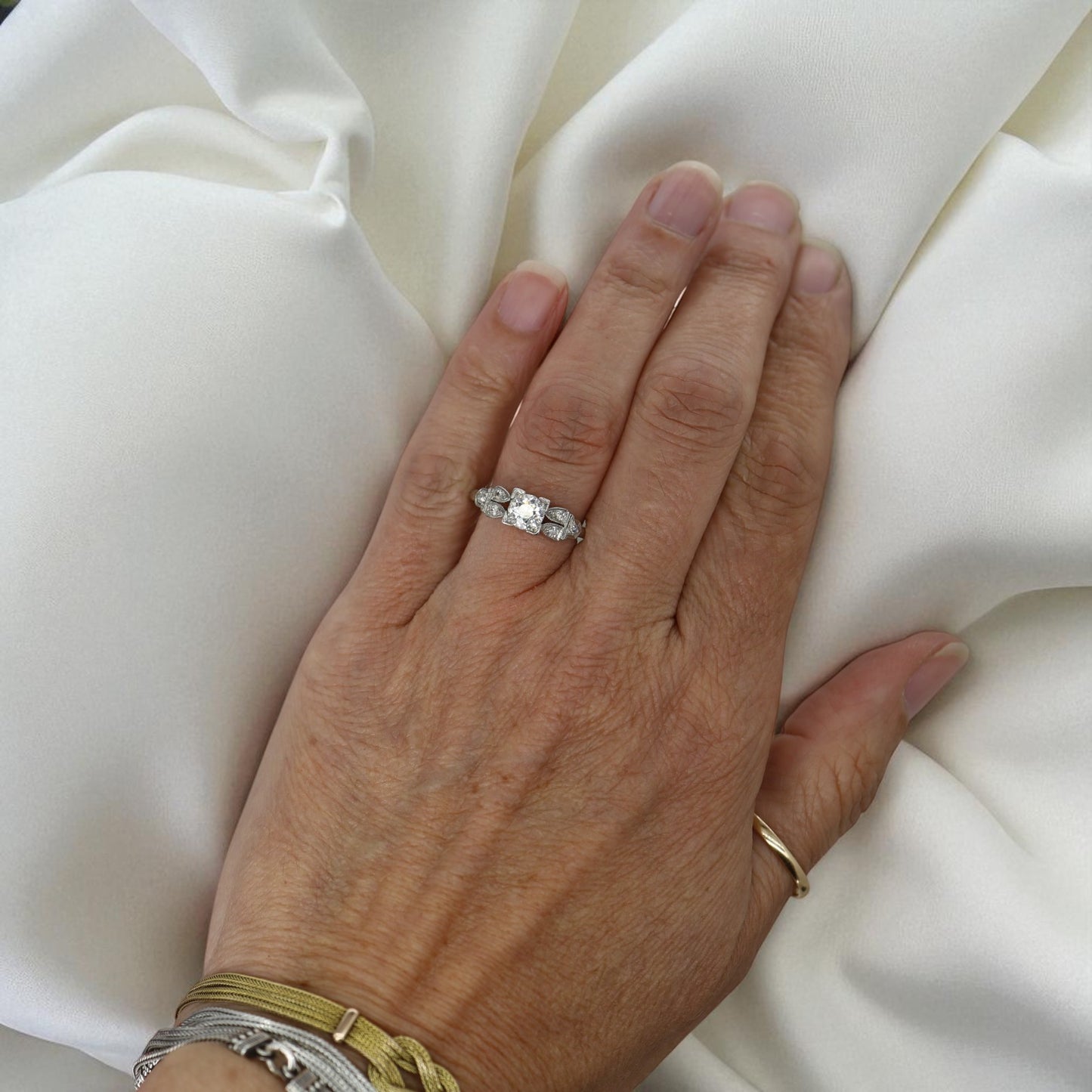 Art Deco Old European Cut Diamond Ring in Platinum, c. 1920s - Petra Star