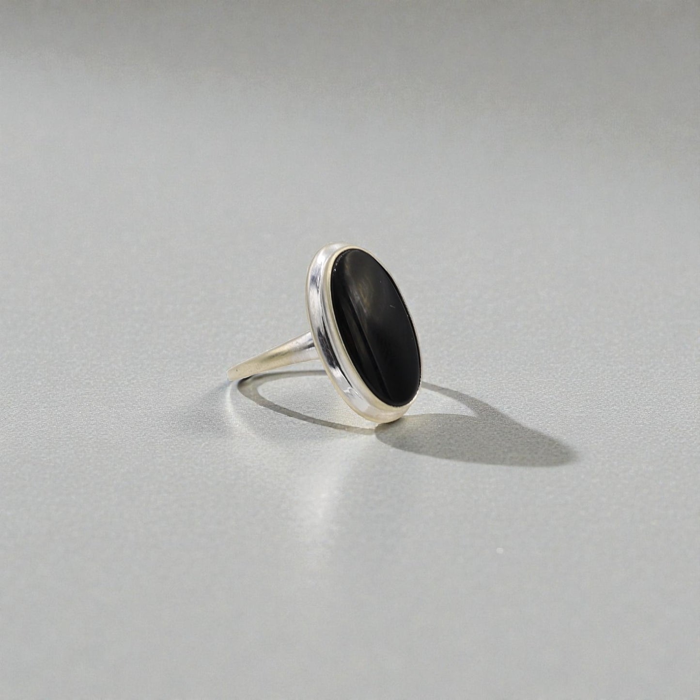 Art Nouveau Onyx Signet Ring in 10k White Gold