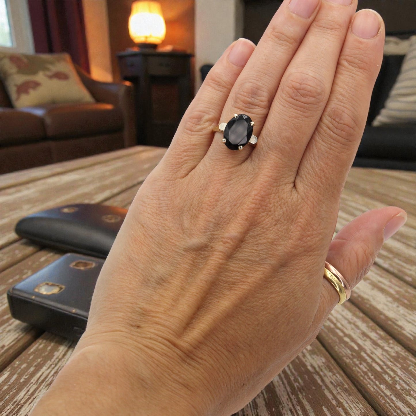 Mid-Century Onyx Solitaire Ring