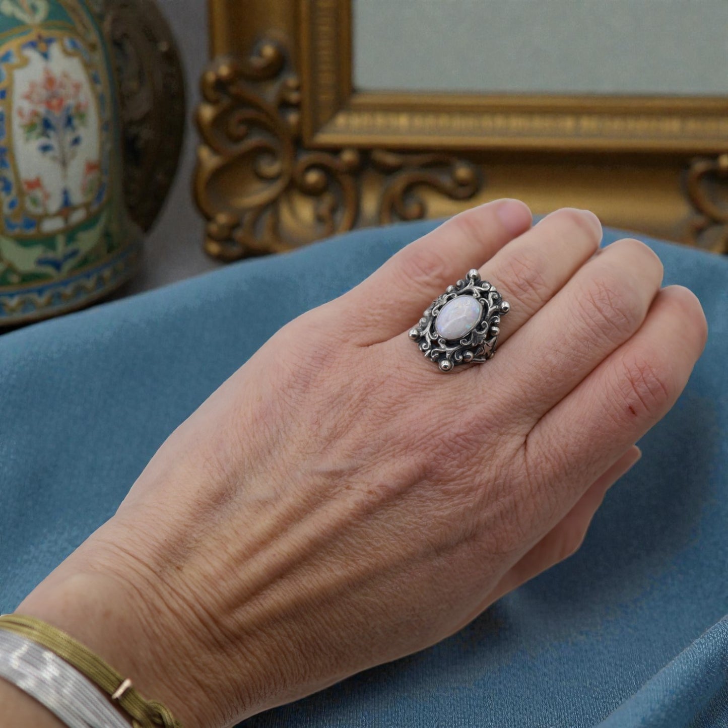 Antique Austro Hungarian Opal Ring in Silver