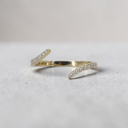 Open Space Diamond Wedding Band | Pavé Lab Diamond | 14k Yellow Gold | Petra Star - Petra Star