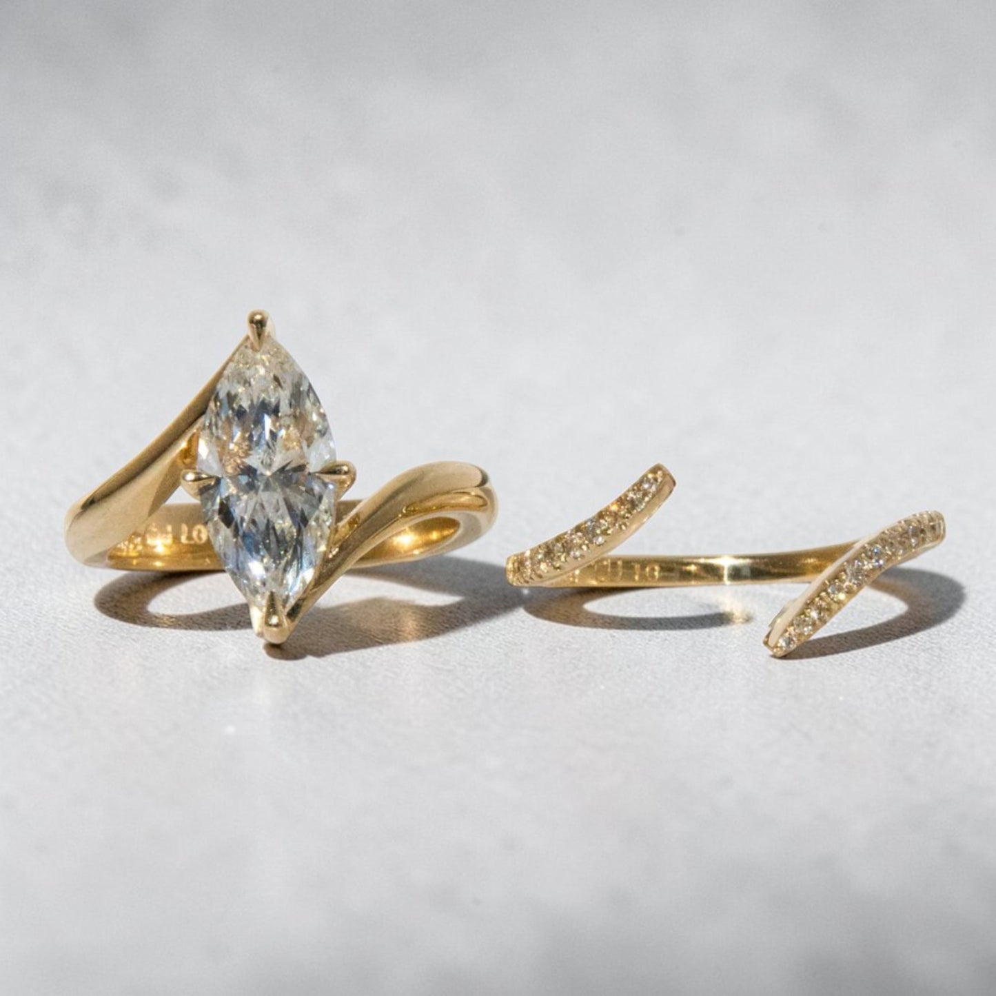 Diamond Open Curve Band For Marquise Solitaire - Petra Star
