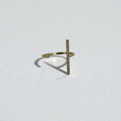 18k Gold Open Space Line Diamond Ring