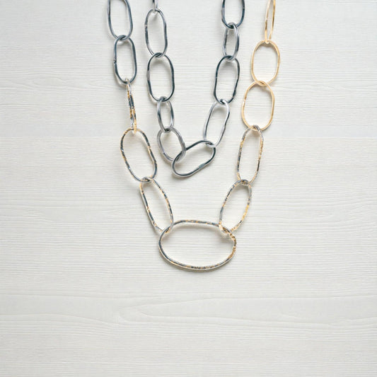 Organic Black & Gold Chainlink Necklace