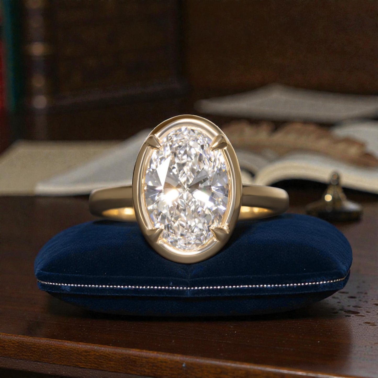 Oval Solitaire in 14k Yellow Gold