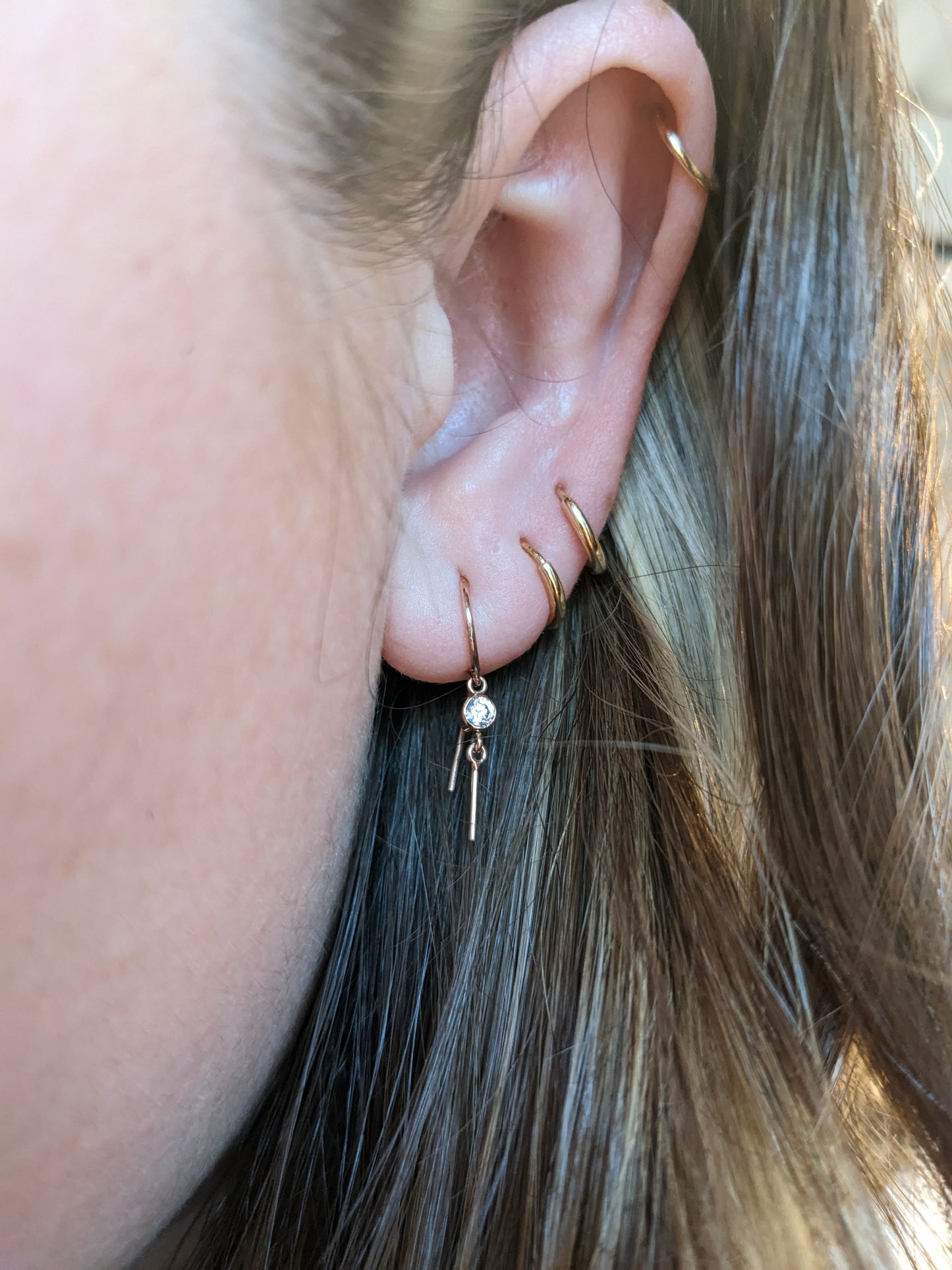 Bling Earrings in 14k Rose Gold