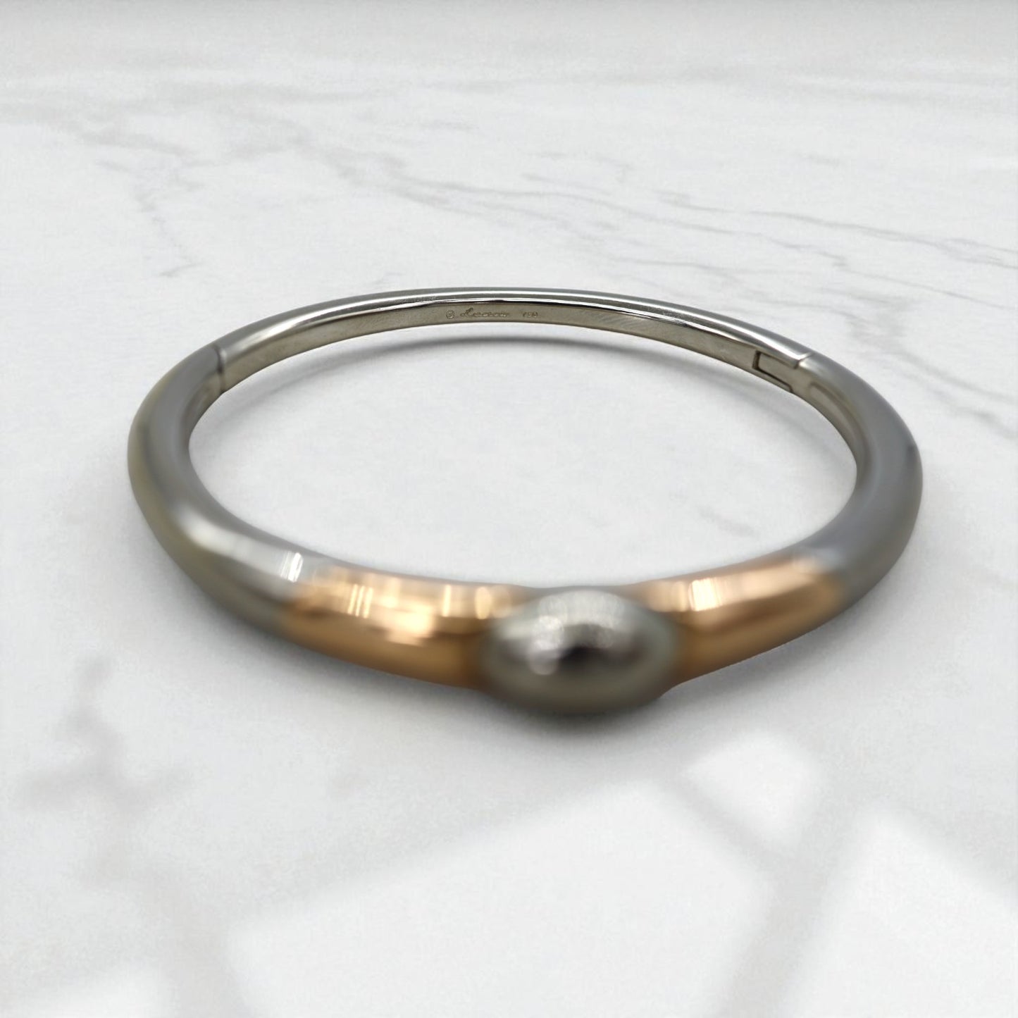 Pascal LaCroix Designer Men’s Bangle – 14k White & Rose Gold, Seamless Clasp, 60g - Petra Star