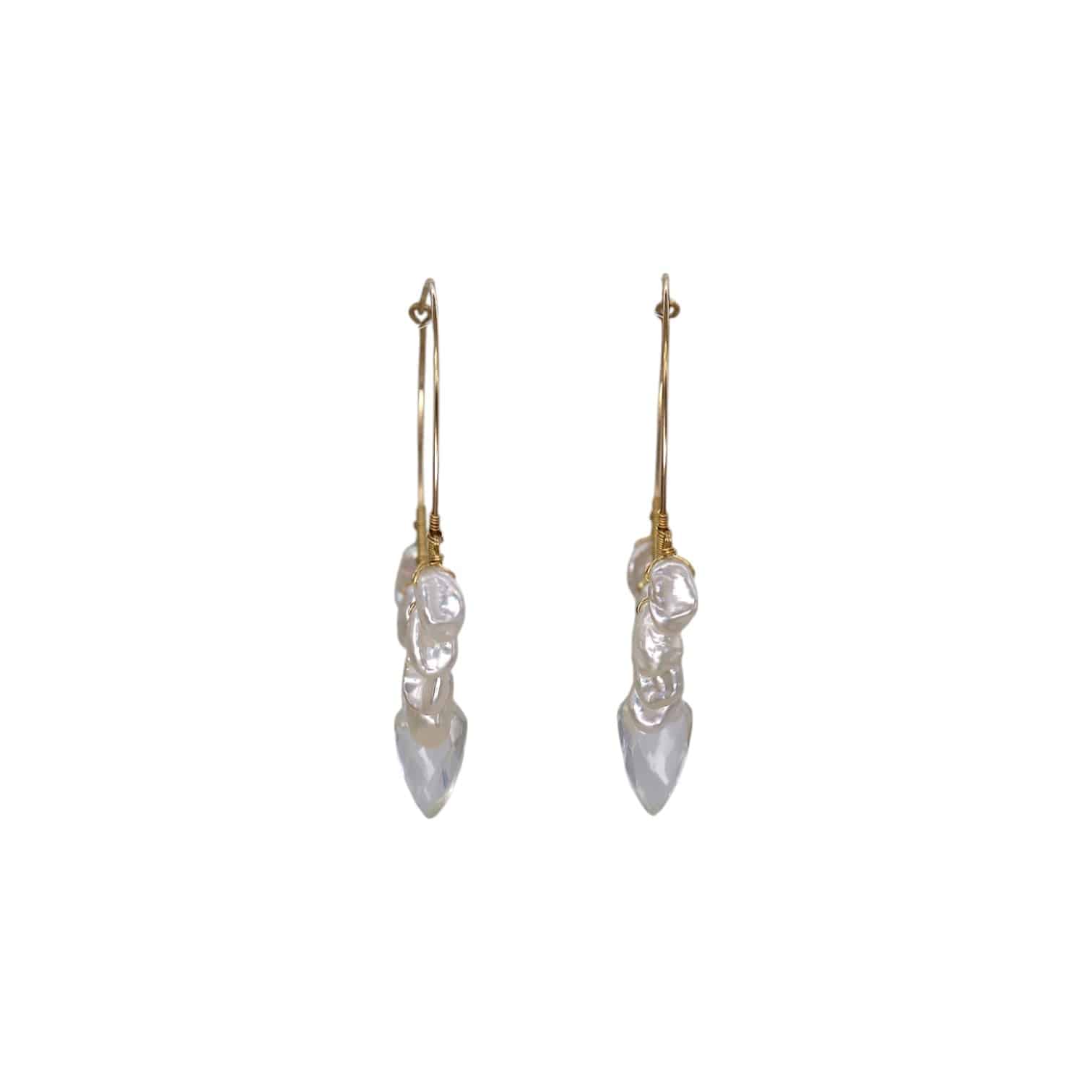 Dana Kellin pearl and crystal chandelier earrings featuring elegant dangling design with shimmering gemstones and intricate details.