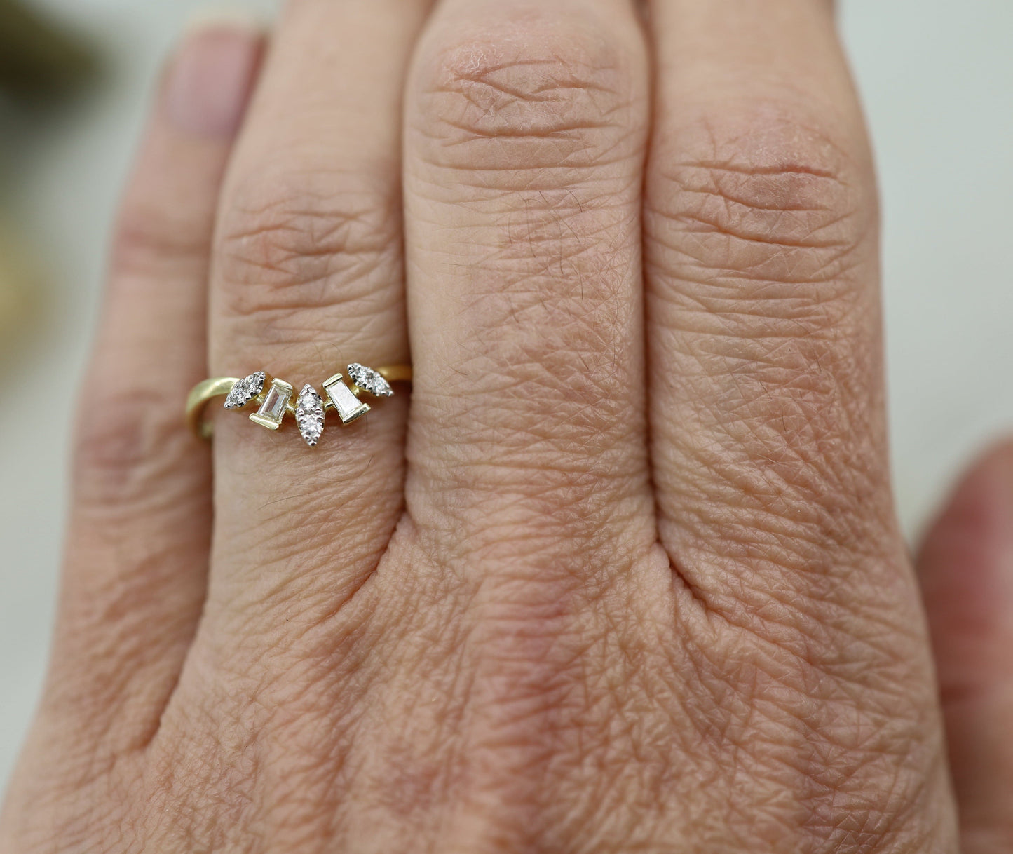 Tiara Diamond Band with Baguettes in 14k Gold