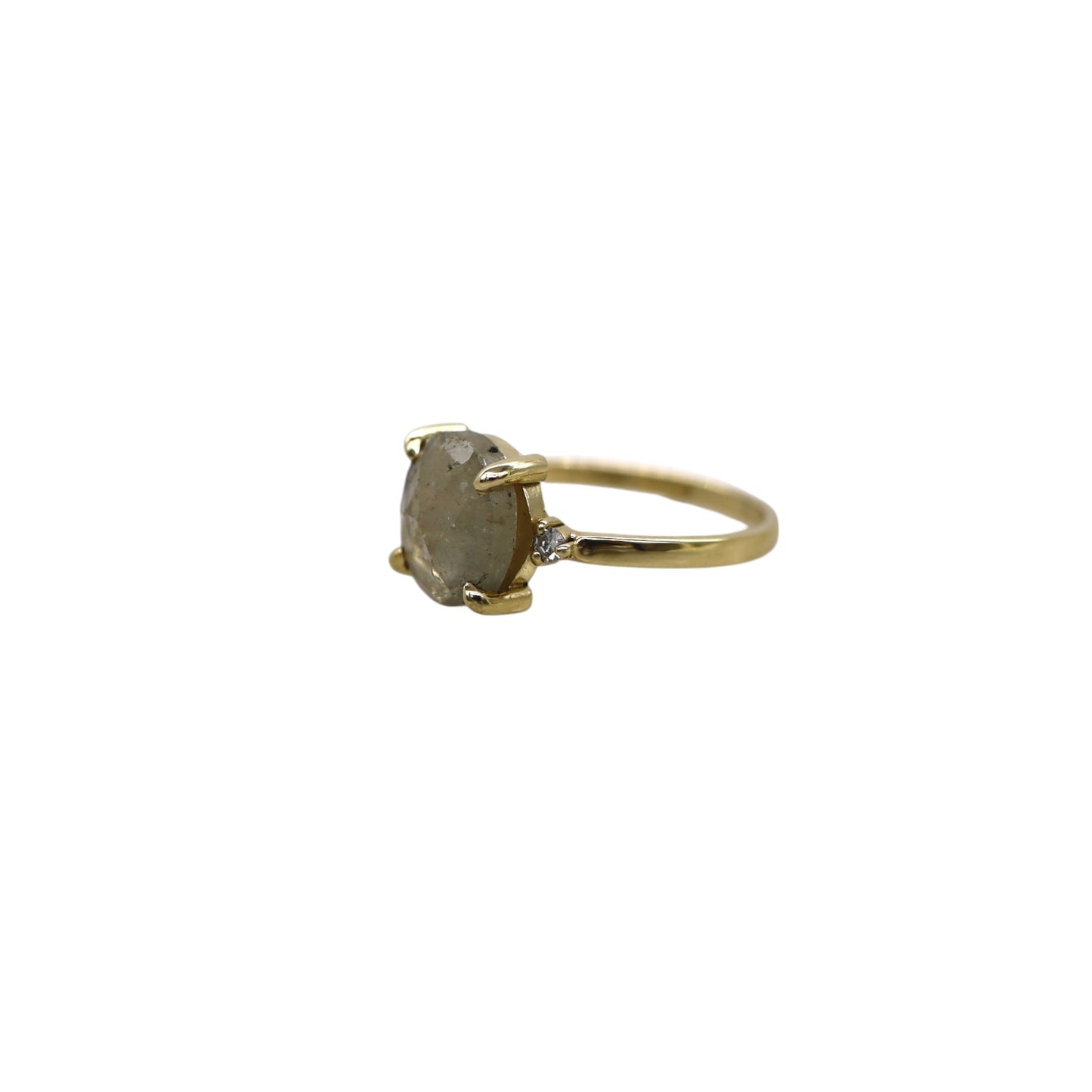 Salt and Pepper Sapphire Ring in 14k Gold