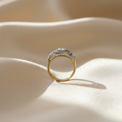 Custom Diamond Engagement Ring – 14k Yellow and White Gold with GIA-Certified Diamonds | Petra Star - Petra Star