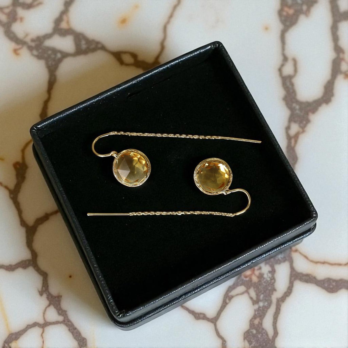 Double Sided Rose Cut Citrine Threaders - Petra Star