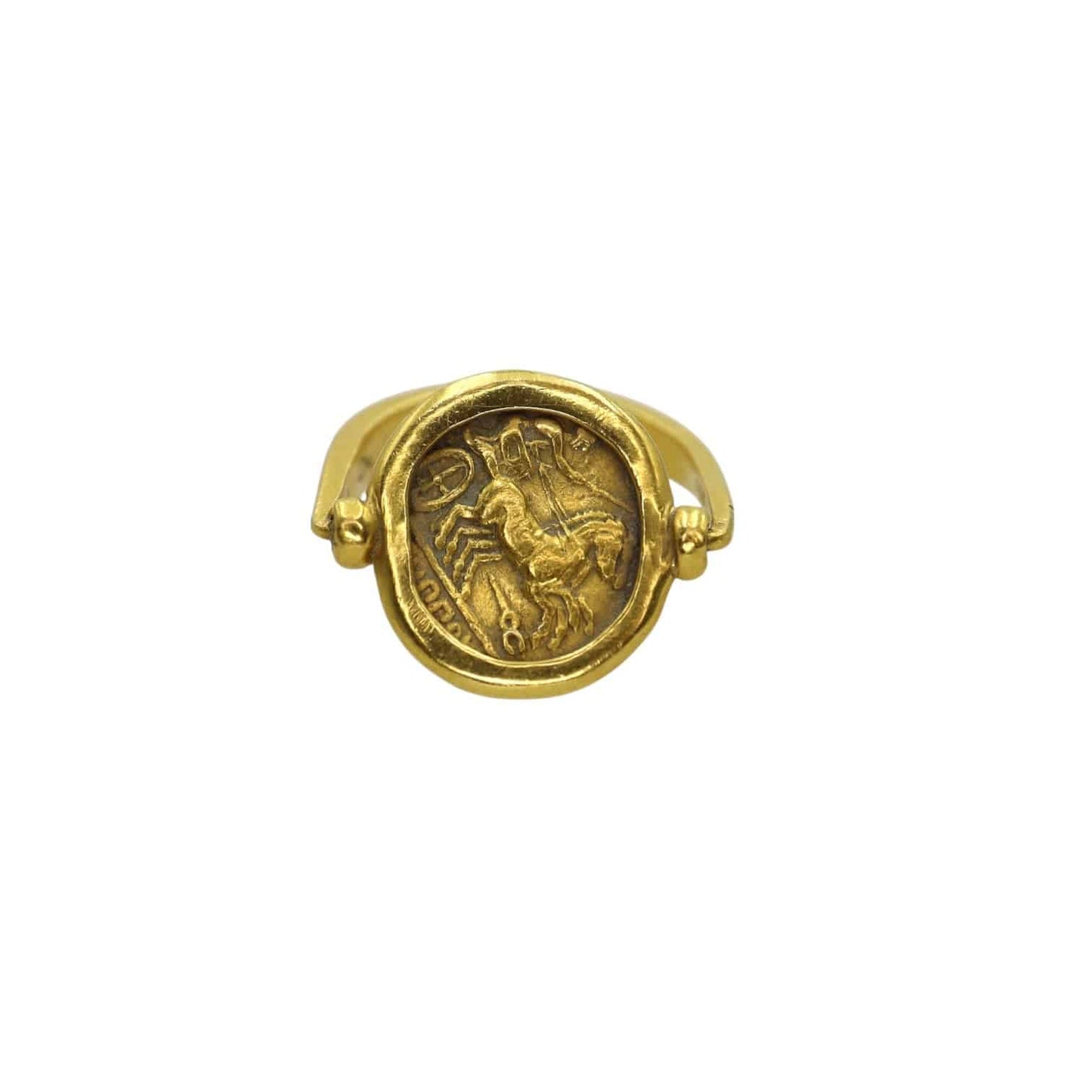 Ancient Macedonian 24k Coin of Philip II AV Stater Mounted in a 22k Gold Ring - Petra Star