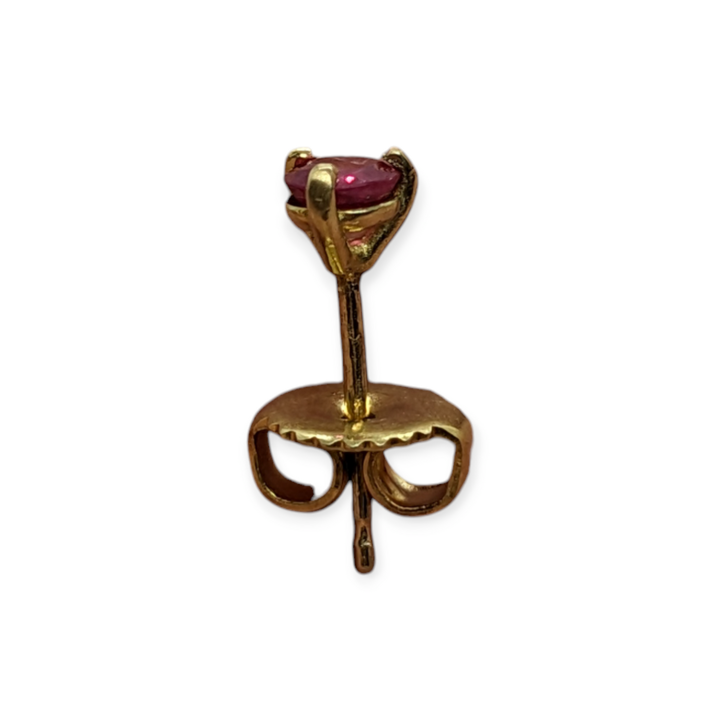 Red Ruby Single Stud Earring in 18k Yellow Gold - Petra Star