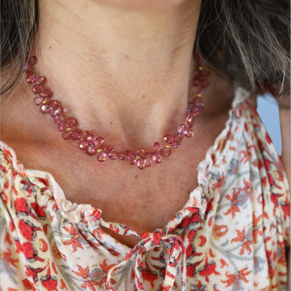 Ana Veske Pink Topaz Bead Necklace - Petra Star