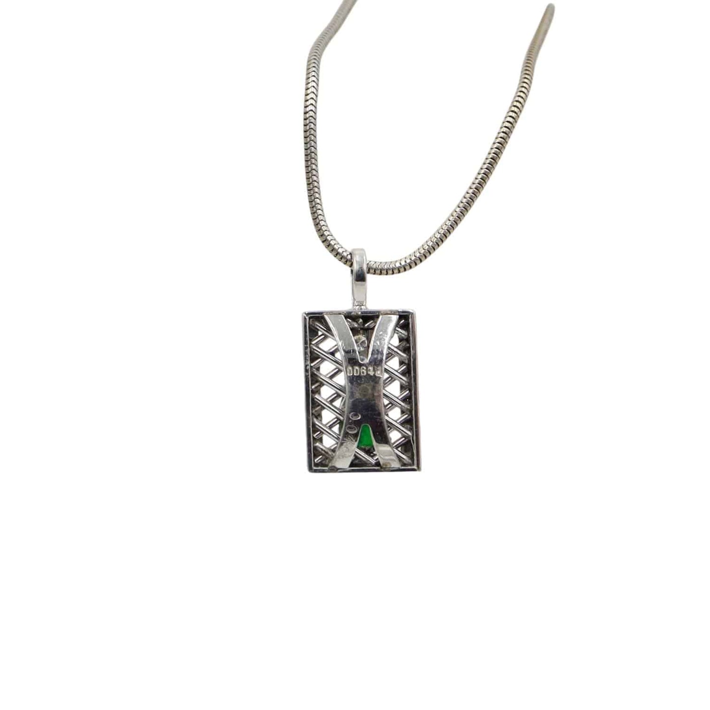 Natural Emerald and Diamond Drop Pendant in Platinum