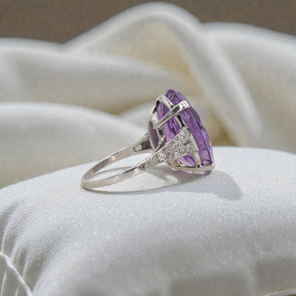 Edwardian Platinum Intaglio Amethyst Ring: Winged Hermes
