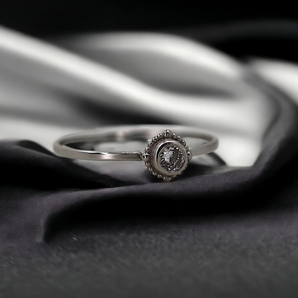 Platinum & Upcycled Diamond Solitaire Ring – Ornate Bezel | Petra Star - Petra Star