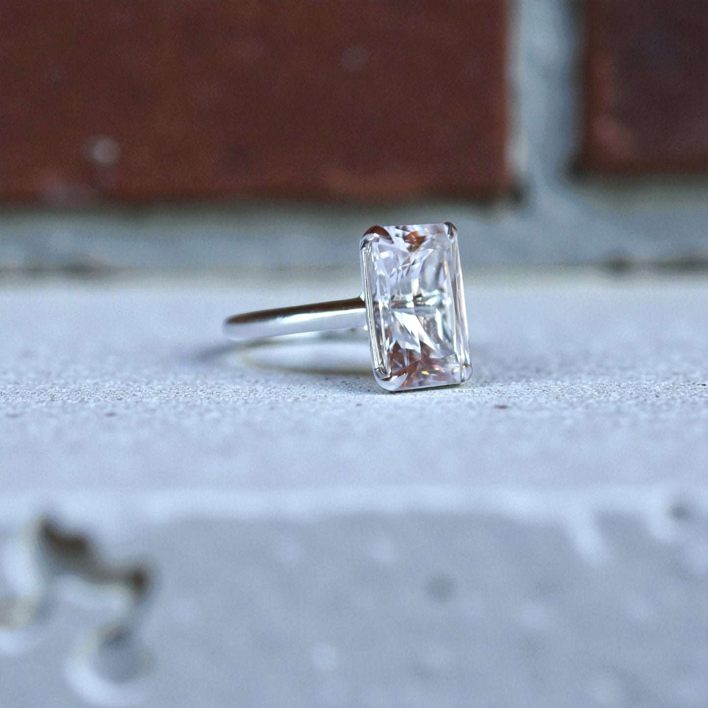 Danburite Solitaire in 14k White Gold