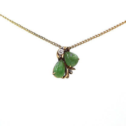 Retro Jade and Diamond Ribbon Pendant