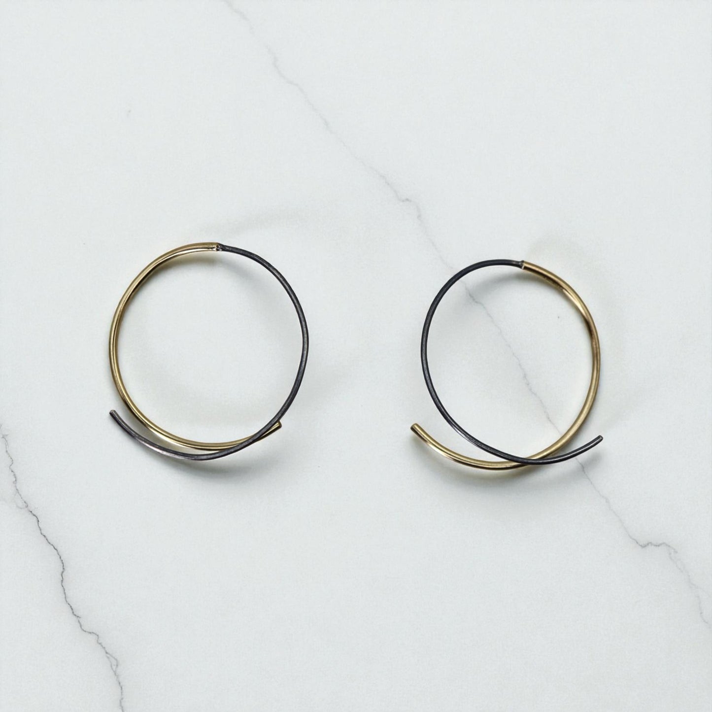 Mixed-Metal Ribbon Hoop Earrings