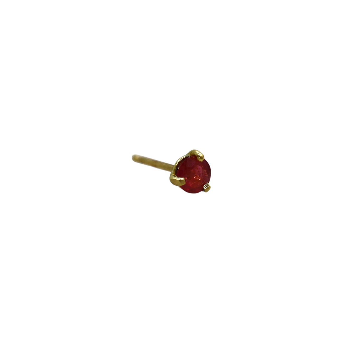 Red Ruby Single Stud Earring in 18k Yellow Gold - Petra Star