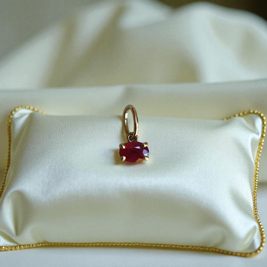 East-to-West Ruby Pendant – Recycled 18k Yellow Gold, 0.40 ct Reclaimed Ruby