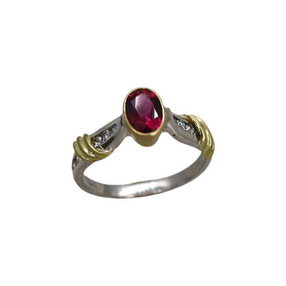 Platinum and 18k Yellow Gold Ruby and Diamond Ring