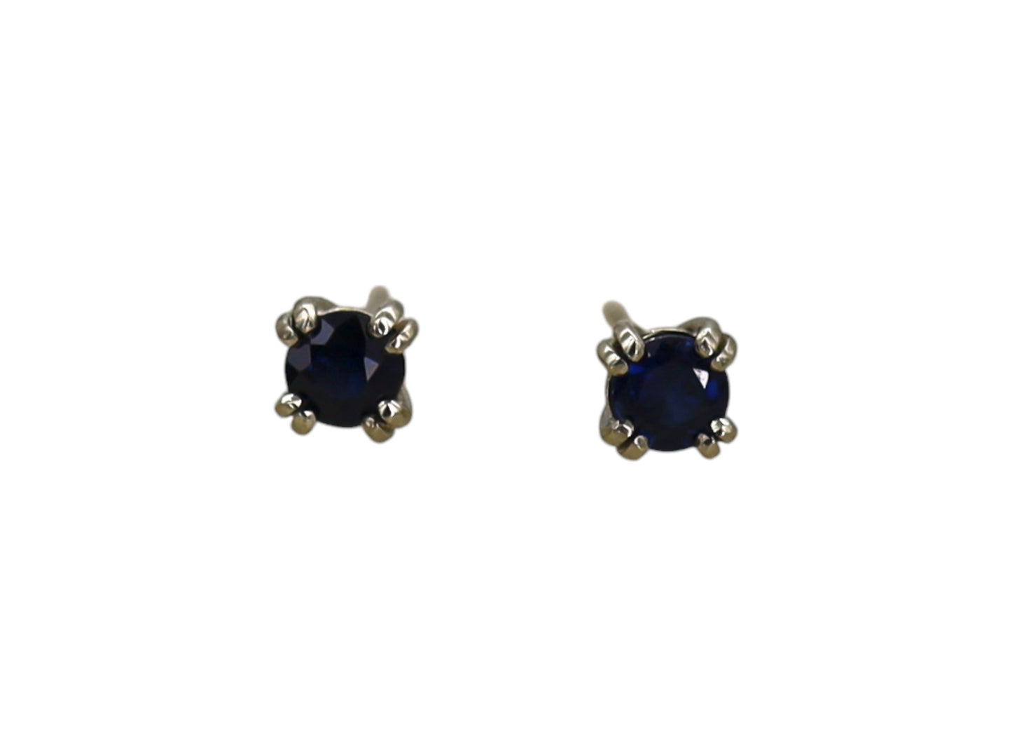 Midnight Sapphire Stud Earrings in 18k White Gold