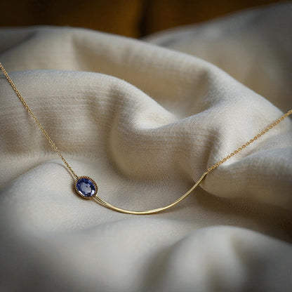 Sapphire Charm Holder Necklace in 14k Yellow Gold