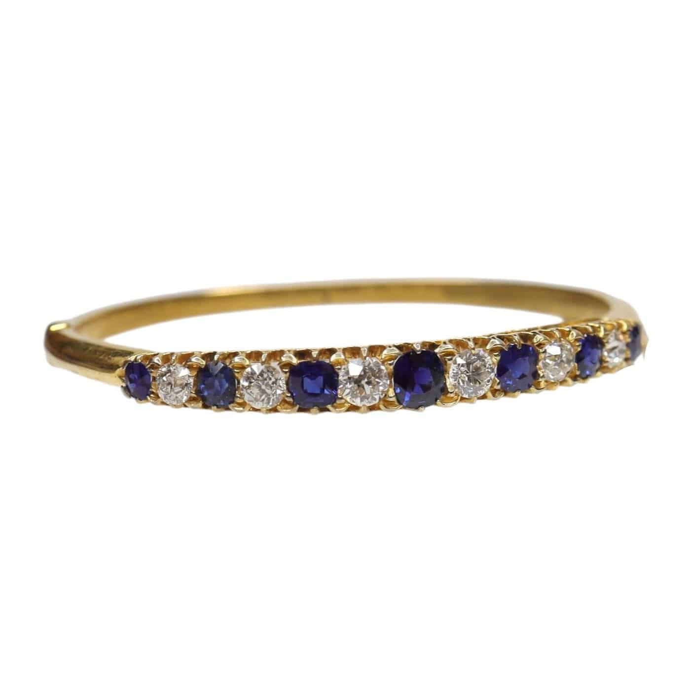 Victorian Sapphire and Diamond Bangle Bracelet