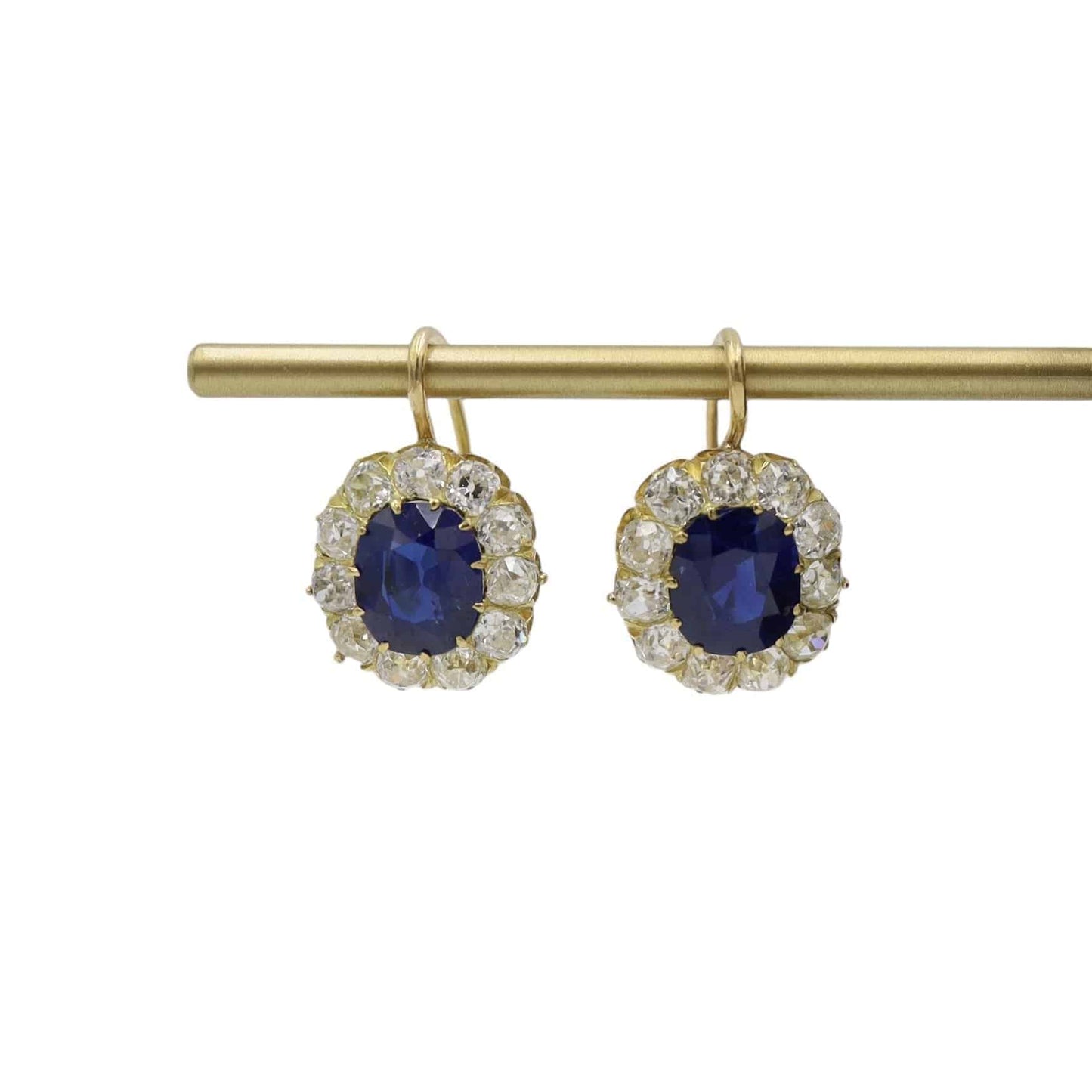 Victorian Style Sapphire 4.40 cts and Diamond 2.20 cts Cluster Earrings - Petra Star