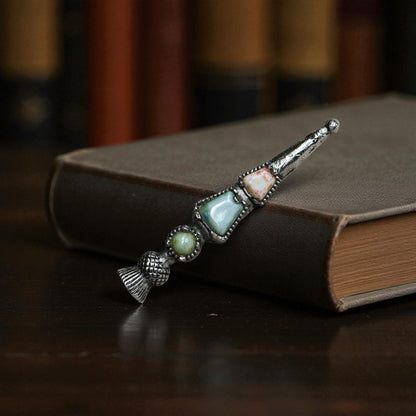 Vintage Scottish Jacobite Thistle Brooch – Silver with Agate Inlay, Mid-Century Collectible