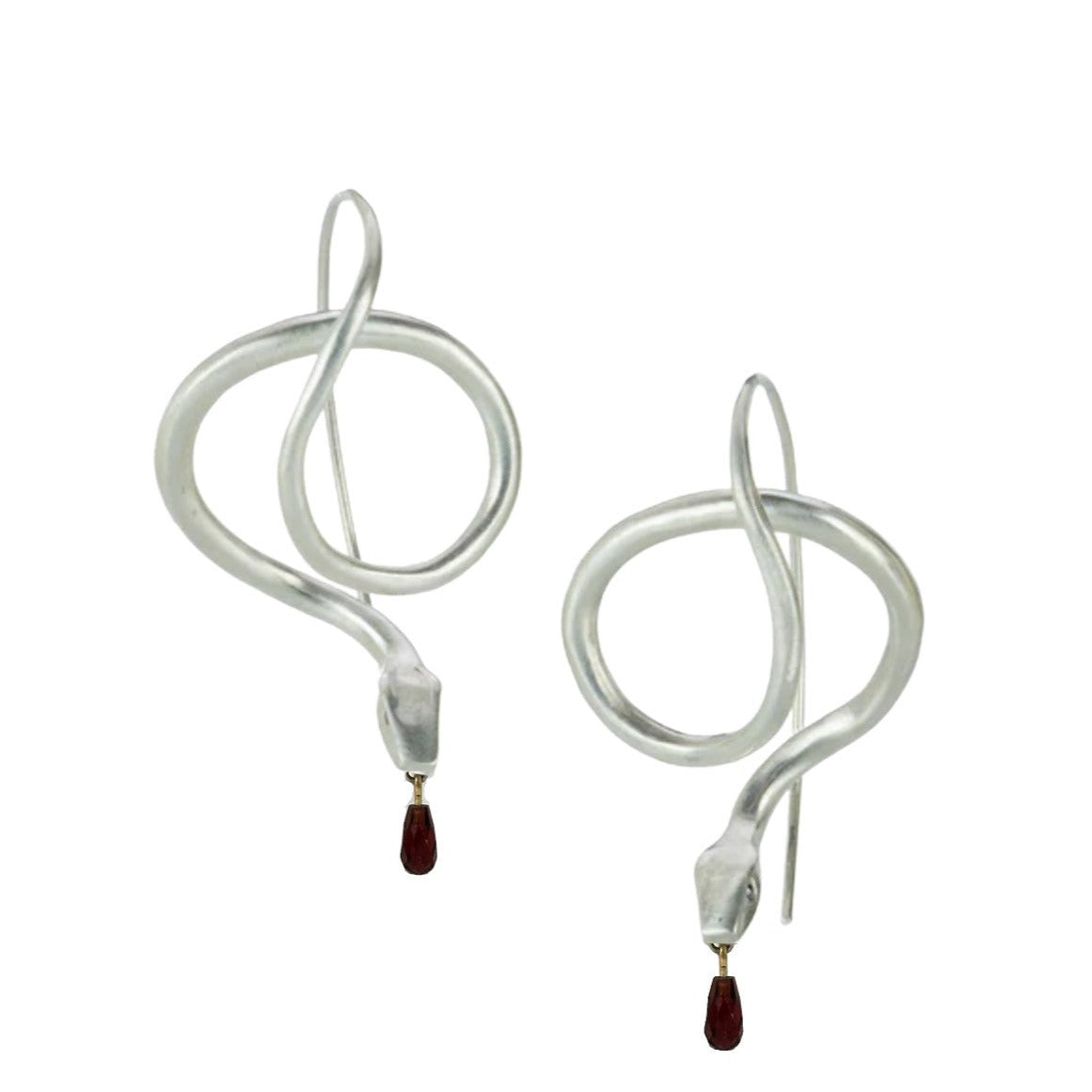 Serpent Earrings with Garnet Drops - Petra Star