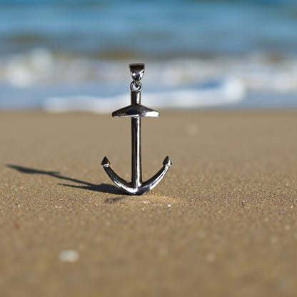 Estate Sterling Silver Anchor Cross Pendant – Large Men’s Design, 45 x 25 mm