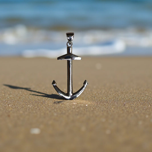 Estate Sterling Silver Anchor Cross Pendant – Large Men’s Design, 45 x 25 mm