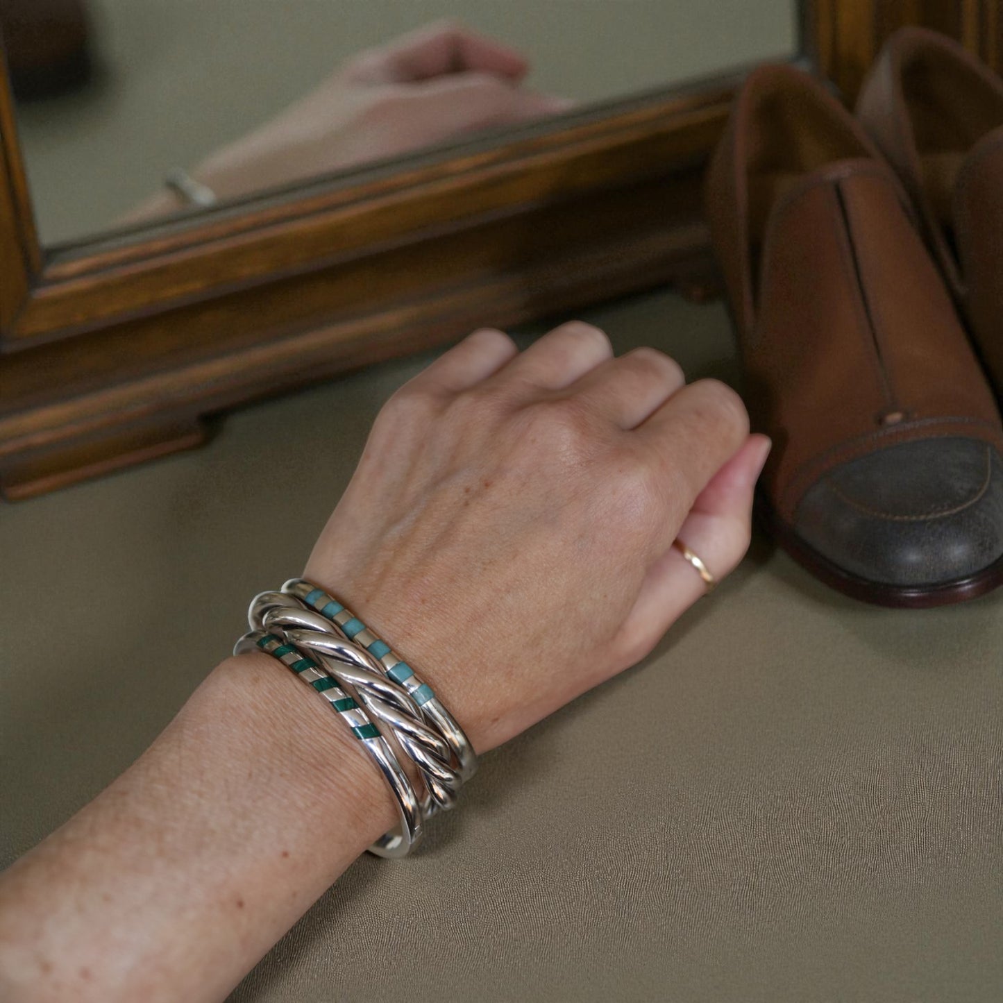 Vintage Sterling Silver Twisted Rope Cuff - Petra Star