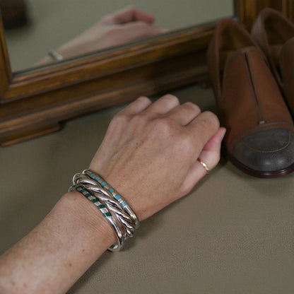 Vintage Sterling Silver Twisted Rope Cuff - Petra Star