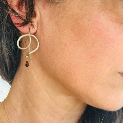 Serpent Earrings with Garnet Drops - Petra Star