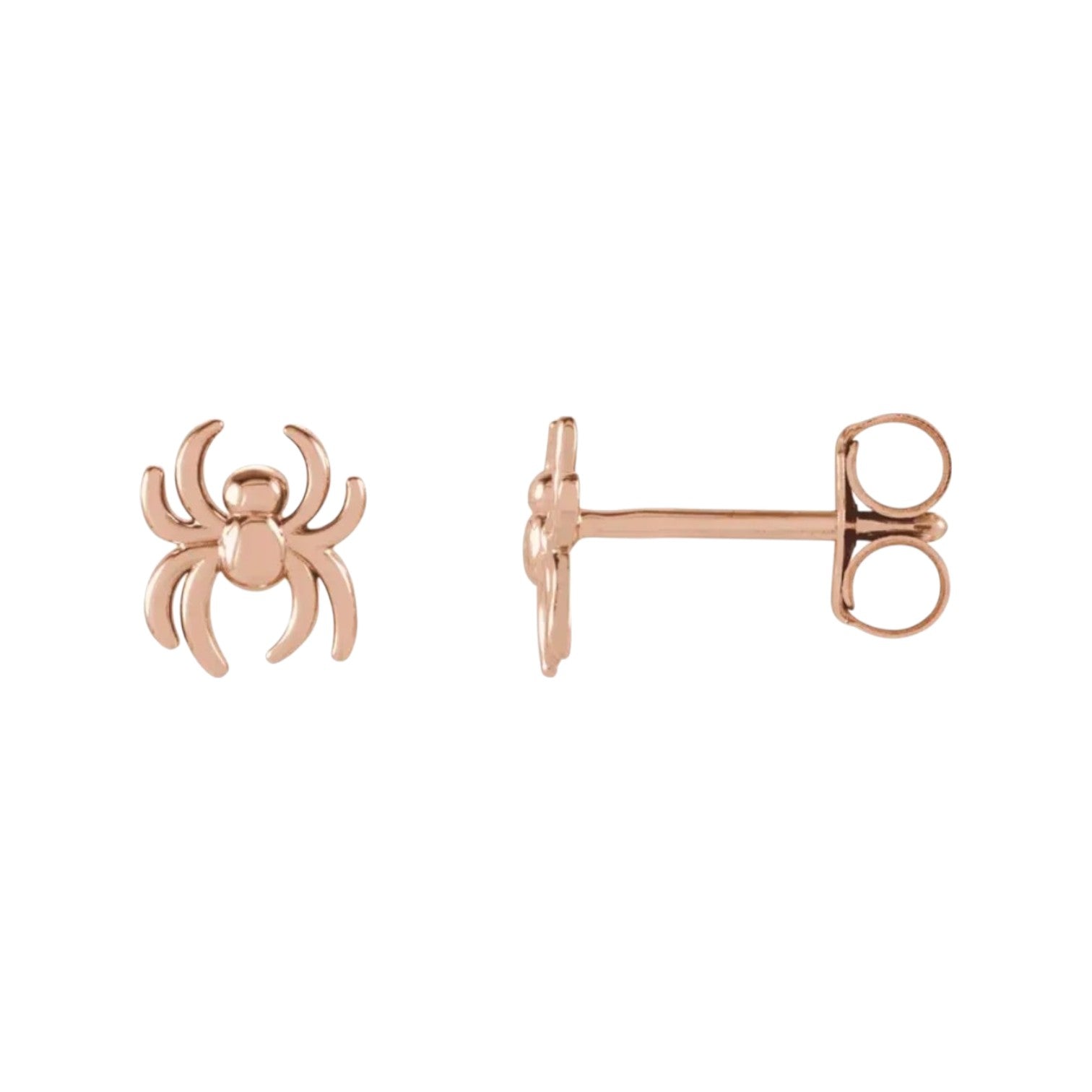 14k rose gold spooky spider single stud earring from PS, featuring detailed spider design on a sleek stud setting.