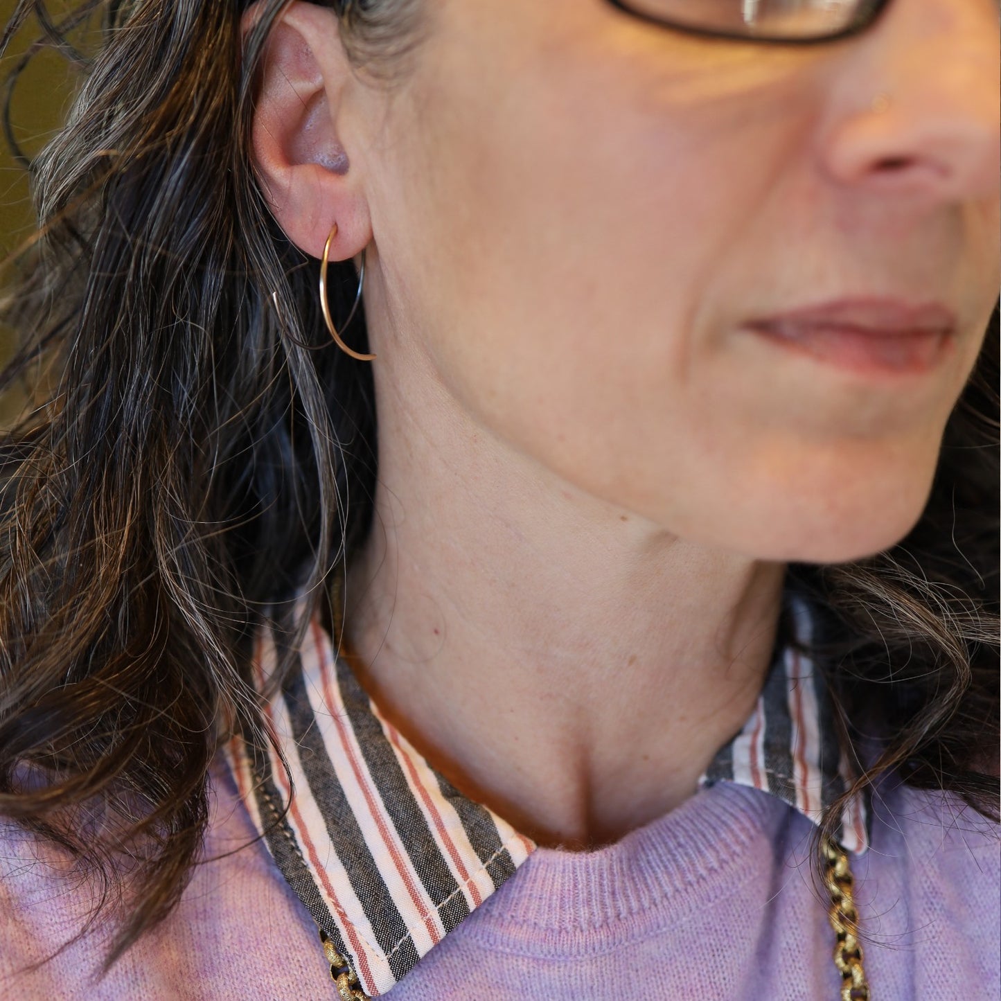 Mixed-Metal Ribbon Hoop Earrings