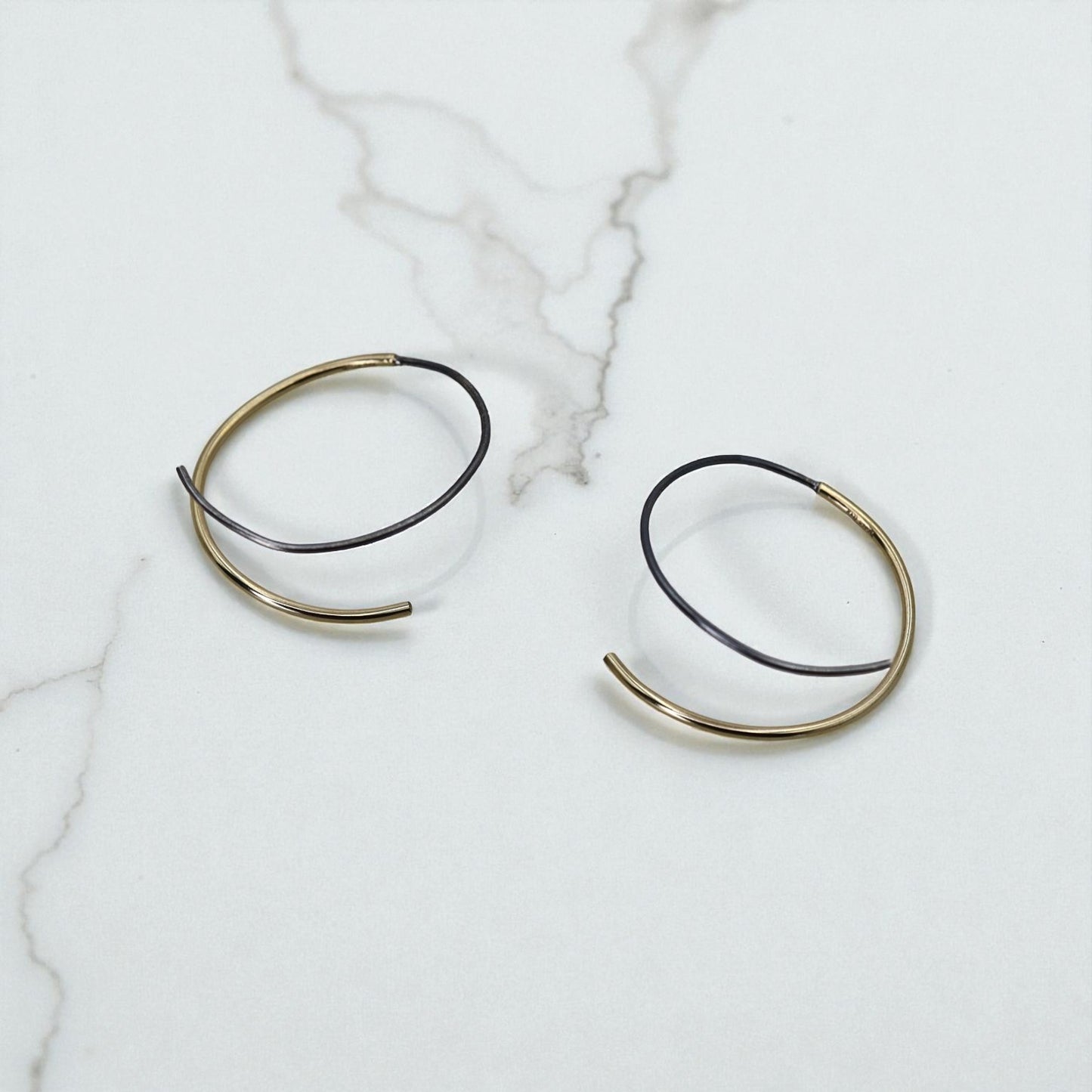 Mixed-Metal Ribbon Hoop Earrings