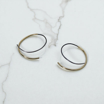 Mixed-Metal Ribbon Hoop Earrings