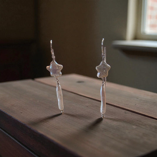 Star Pearl Keshi Drop Earring