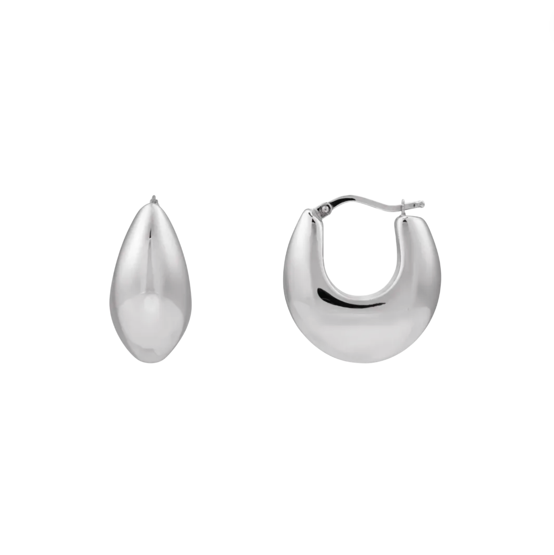 Sterling silver contemporary electroformed hoop earrings by Petra Star, showcasing sleek, modern design with a polished finish.
