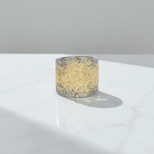 22k Gold & Oxidized-Silver Staple Tall Cigar Band